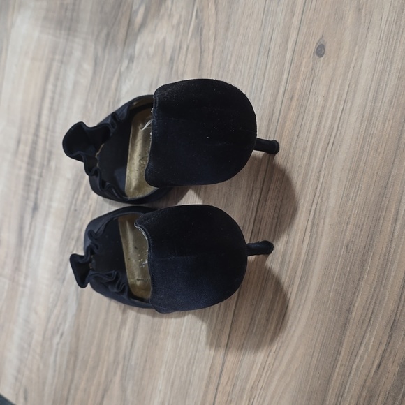 KATE SPADE New York Black Satin Chrisette Peep Toe Heels - Sz 7 - Picture 3 of 6